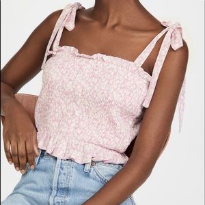 LOST AND WANDER RUFFLE TIE TOP